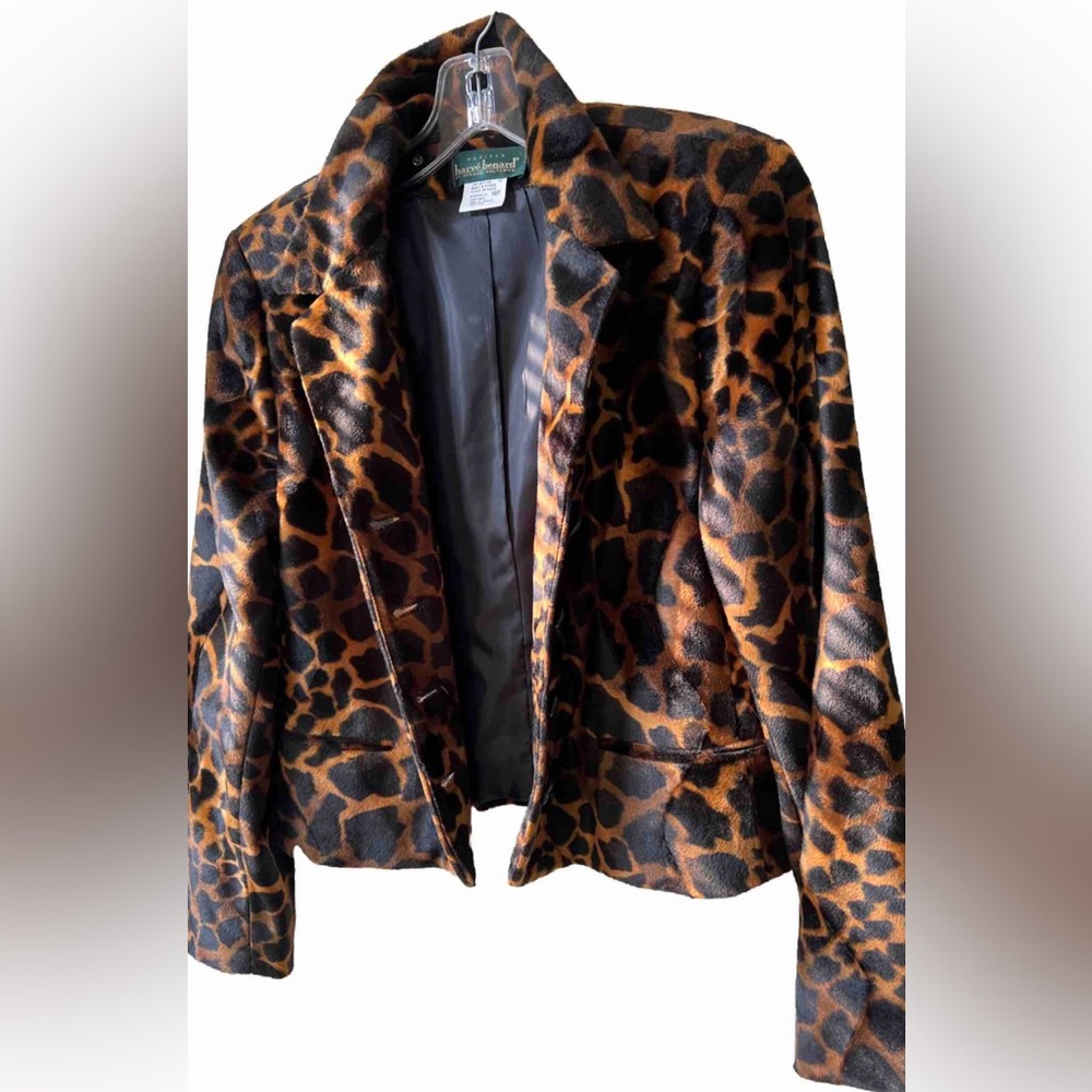 Harvé Benard By Benard Holtzman Leopard Print Faux Fur Jacket Lined 10P - Picture 8 of 13